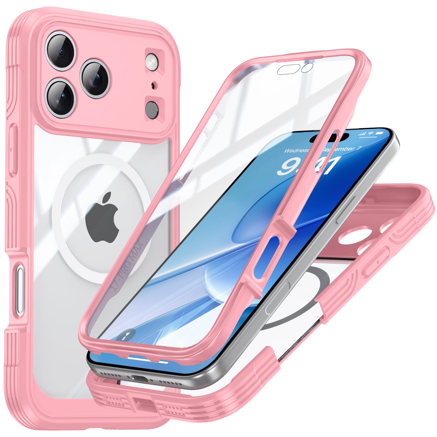 LuxuryKase Shockproof Front & Back Cover with Full Body Protection | Strong Grip | Camera & Screen Guard | Wireless Charging Support | Durable TPU+PC Design Cover For iPhone 16 Series