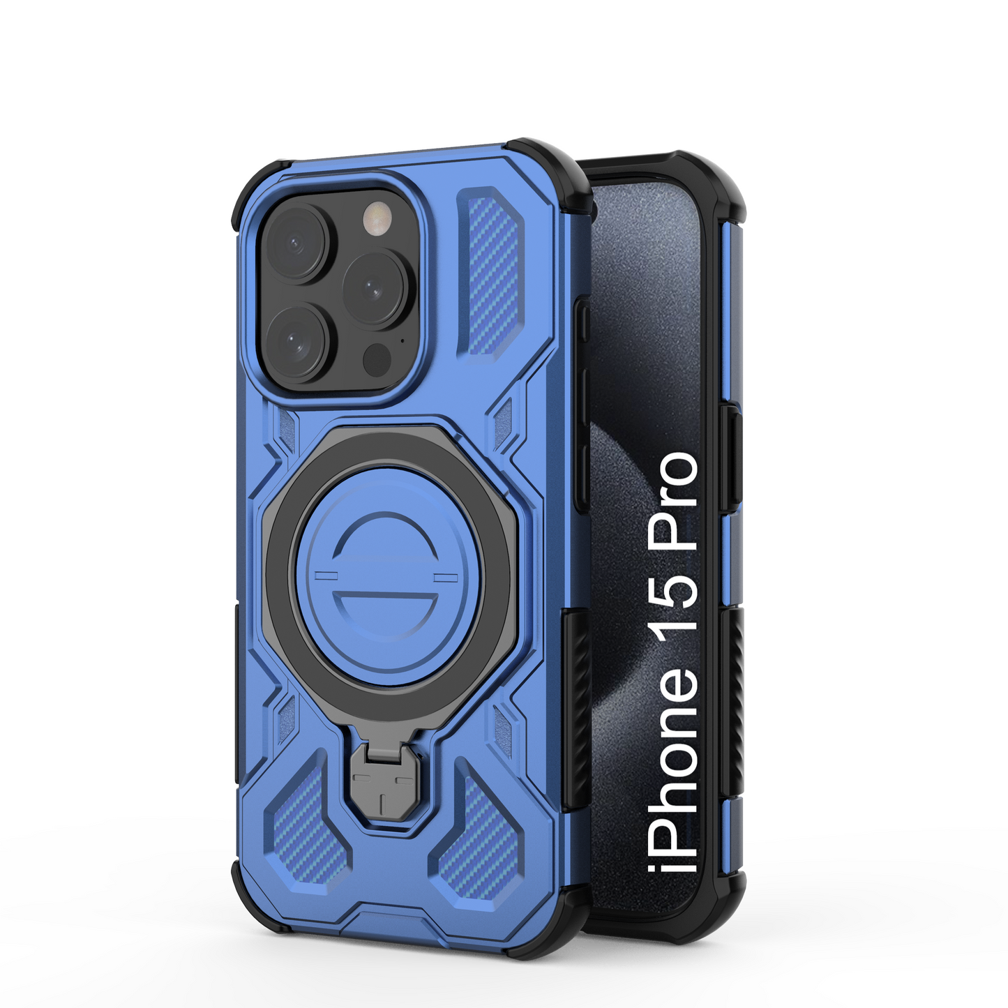 LuxuryKase Armour Ring Stand Case | 360° Rotating Kickstand | Heavy Duty Protection | Rugged Hybrid TPU+PC Design | Camera Protection | MagSafe Compatible For iPhone & Samsung Series