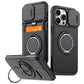 LuxuryKase Magnetic Card Holder Back Cover | Slide Camera Cover Protection | 360° Rotating & 120° Adjustable Kickstand | Shockproof Hard PC Back + Soft TPU Bumper For iPhone & Samsung Series