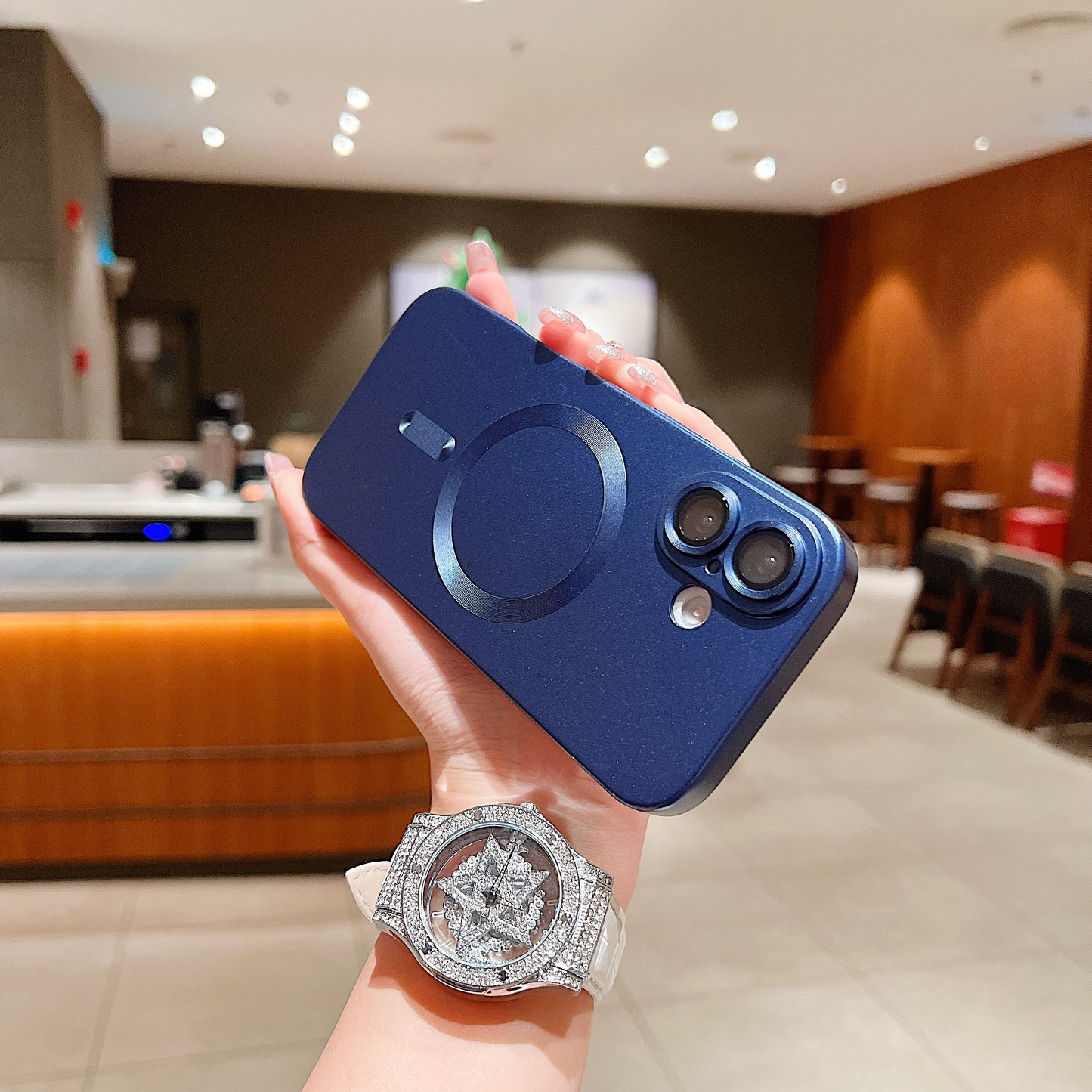 LuxuryKase LK022 Compatible Mag-Safe Magnetic Wireless Charging Matte Shockproof Silicone Case With Lens Protector Glass For iPhone