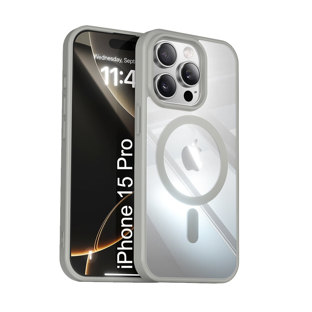 LuxuryKase Mag-Safe Compatible Transparent Back Case with Shockproof Bumper | Raised Camera Protection | Slim Fit Design | Wireless Charging Support For iPhone & Samsung Series