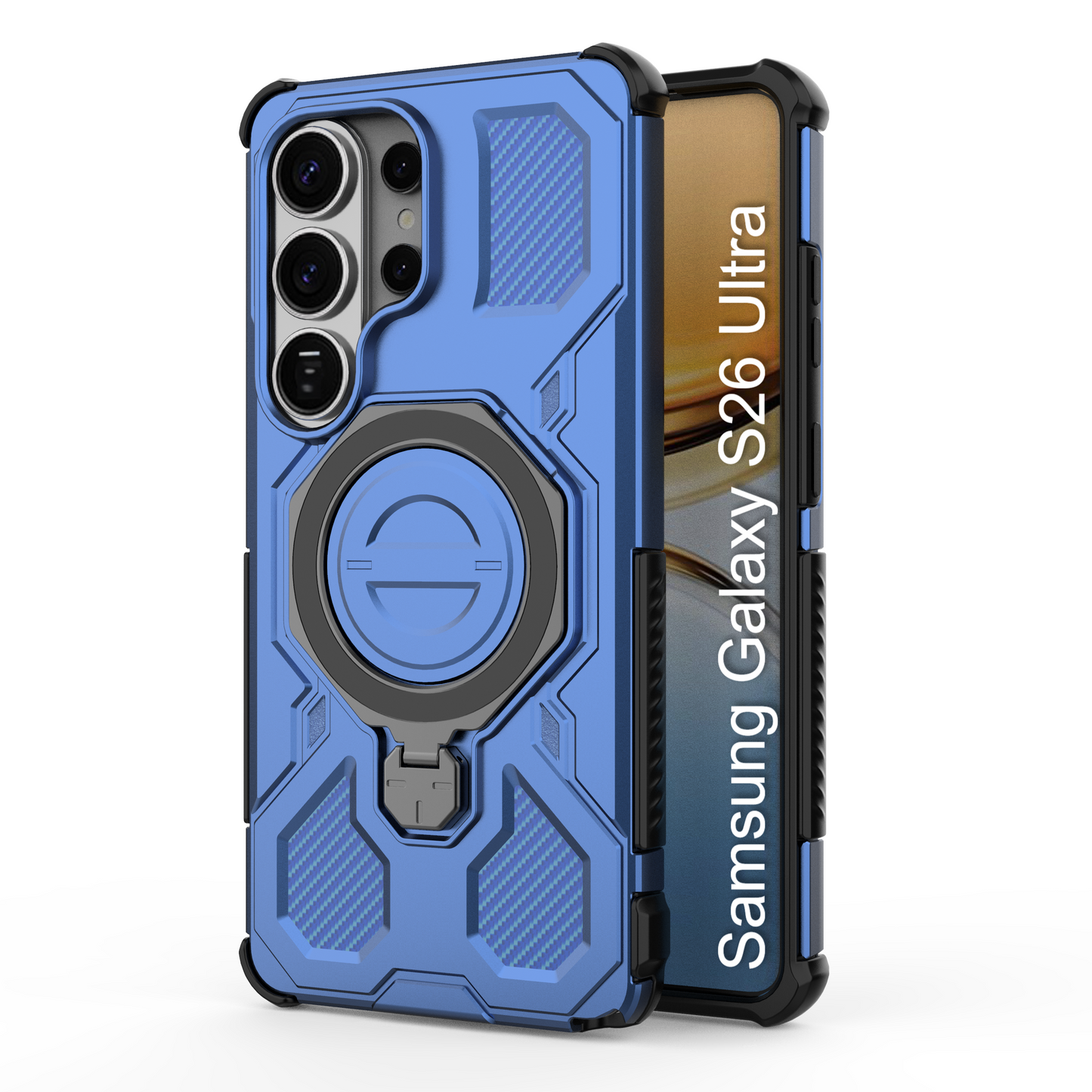 LuxuryKase Armour Ring Stand Case | 360° Rotating Kickstand | Heavy Duty Protection | Rugged Hybrid TPU+PC Design | Camera Protection | MagSafe Compatible For iPhone & Samsung Series