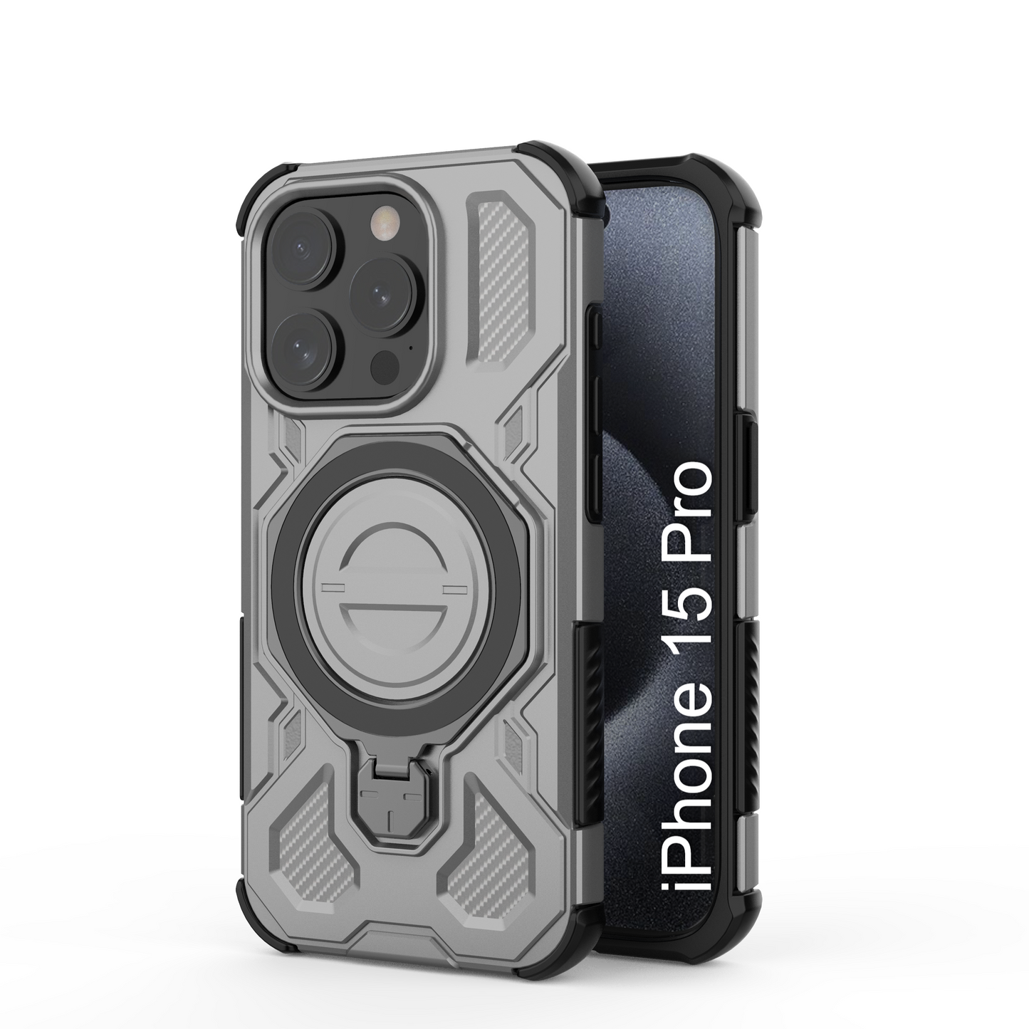 LuxuryKase Armour Ring Stand Case | 360° Rotating Kickstand | Heavy Duty Protection | Rugged Hybrid TPU+PC Design | Camera Protection | MagSafe Compatible For iPhone & Samsung Series