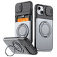 LuxuryKase Magnetic Card Holder Back Cover | Slide Camera Cover Protection | 360° Rotating & 120° Adjustable Kickstand | Shockproof Hard PC Back + Soft TPU Bumper For iPhone & Samsung Series
