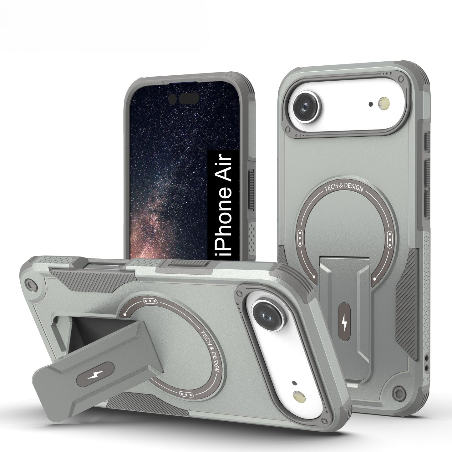 US LITE Back Cover with Portable Kickstand | Mag-Safe Compatible Magnetic Case | Shockproof Military Grade Protection | Rugged Armor Design Phone Cover For iPhone & Samsung