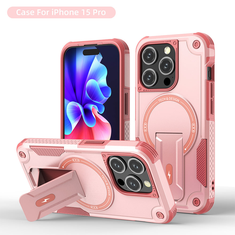 US LITE Back Cover with Portable Kickstand | Mag-Safe Compatible Magnetic Case | Shockproof Military Grade Protection | Rugged Armor Design Phone Cover For iPhone & Samsung Series