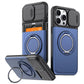 LuxuryKase Magnetic Card Holder Back Cover | Slide Camera Cover Protection | 360° Rotating & 120° Adjustable Kickstand | Shockproof Hard PC Back + Soft TPU Bumper For iPhone & Samsung Series