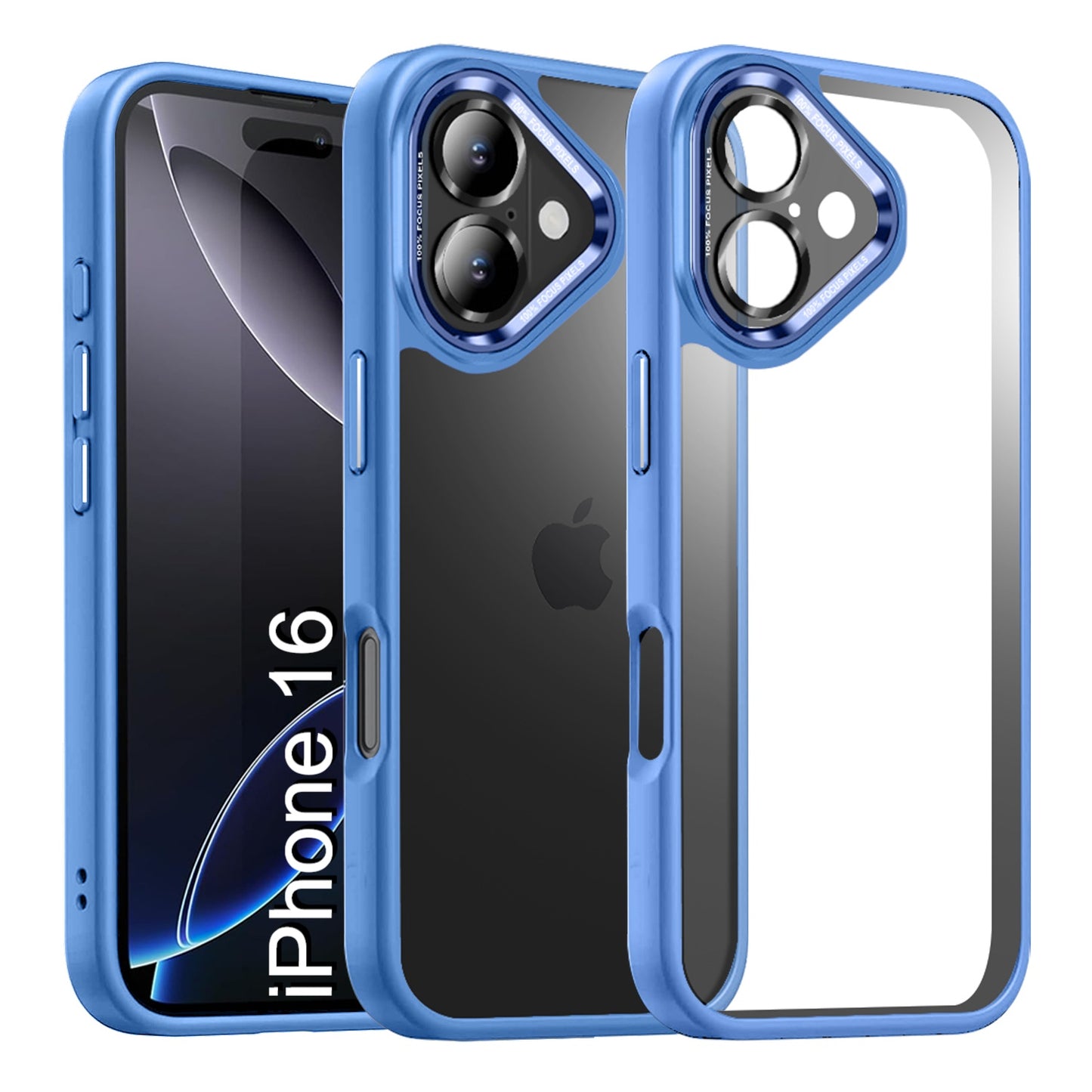 LuxuryKase Shockproof Transparent Back Cover Case | Anti-Scratch Hard PC Back | Soft TPU Bumper | Camera Protection | Slim Fit Design Case For iPhone 16 & 16 Plus
