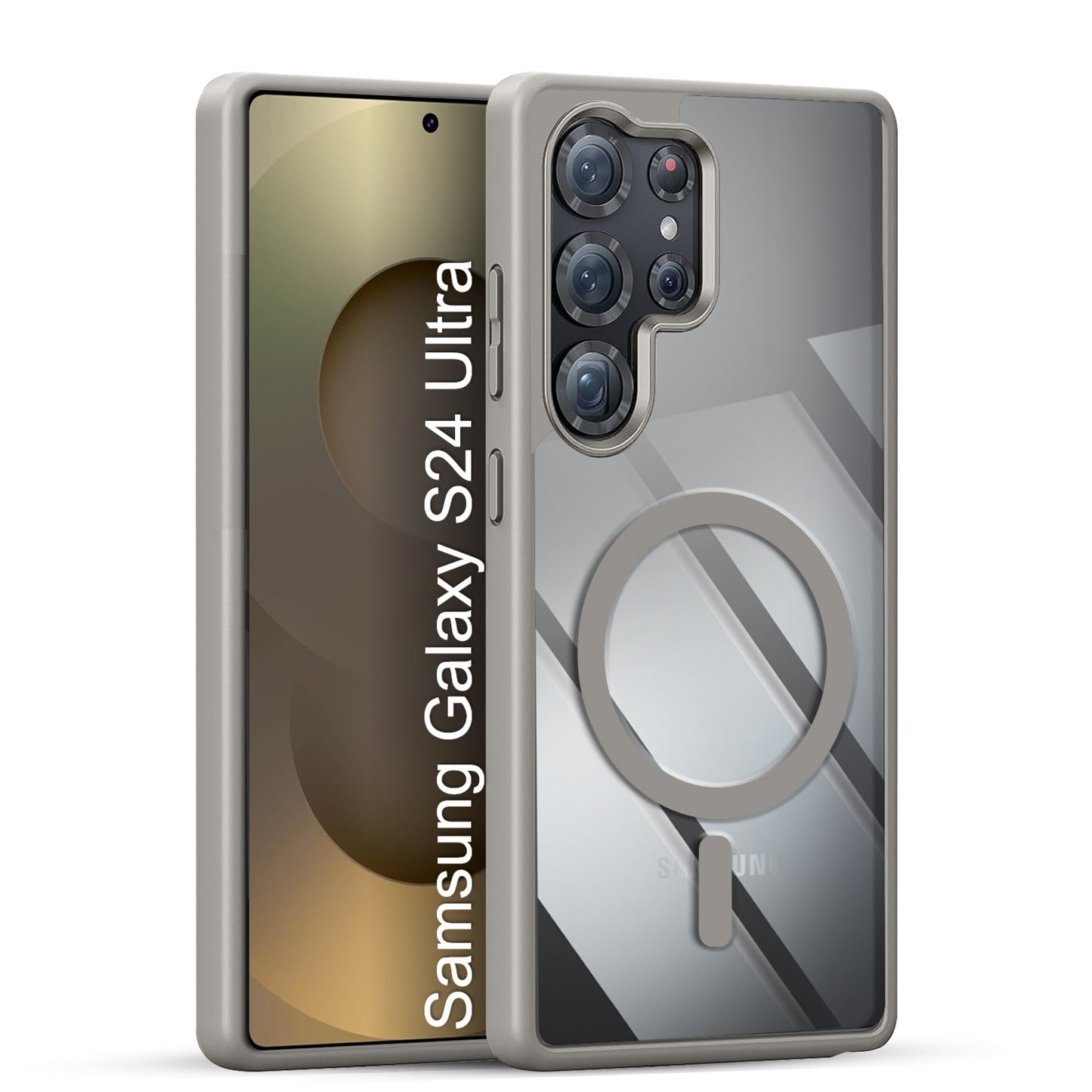 LuxuryKase Mag-Safe Compatible Transparent Back Case with Shockproof Bumper | Raised Camera Protection | Slim Fit Design | Wireless Charging Support For iPhone & Samsung Series
