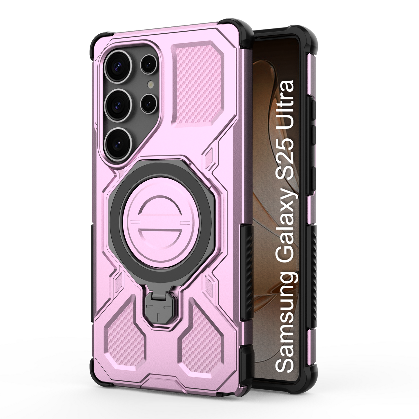 LuxuryKase Armour Ring Stand Case | 360° Rotating Kickstand | Heavy Duty Protection | Rugged Hybrid TPU+PC Design | Camera Protection | MagSafe Compatible For iPhone & Samsung Series