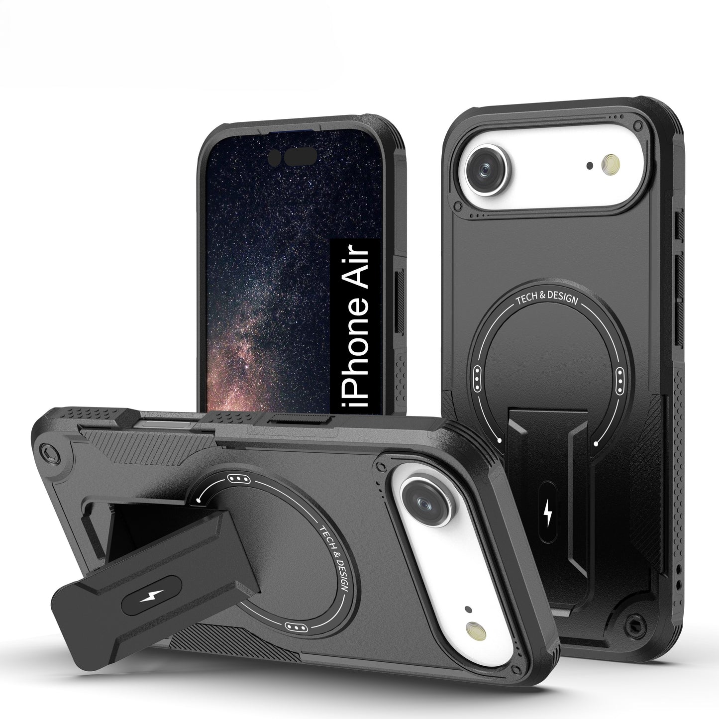 US LITE Back Cover with Portable Kickstand | Mag-Safe Compatible Magnetic Case | Shockproof Military Grade Protection | Rugged Armor Design Phone Cover For iPhone & Samsung