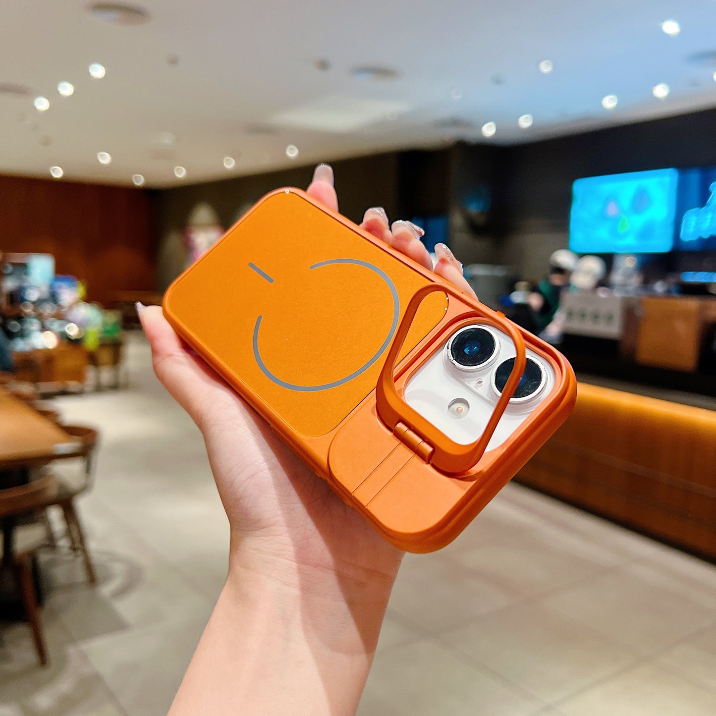 LuxuryKase Premium Glass Case | Built-in Camera Stand | Hard PC & Glass | MagSafe Compatible | Raised Edges for Camera & Screen Protection | Shockproof Design For iPhone