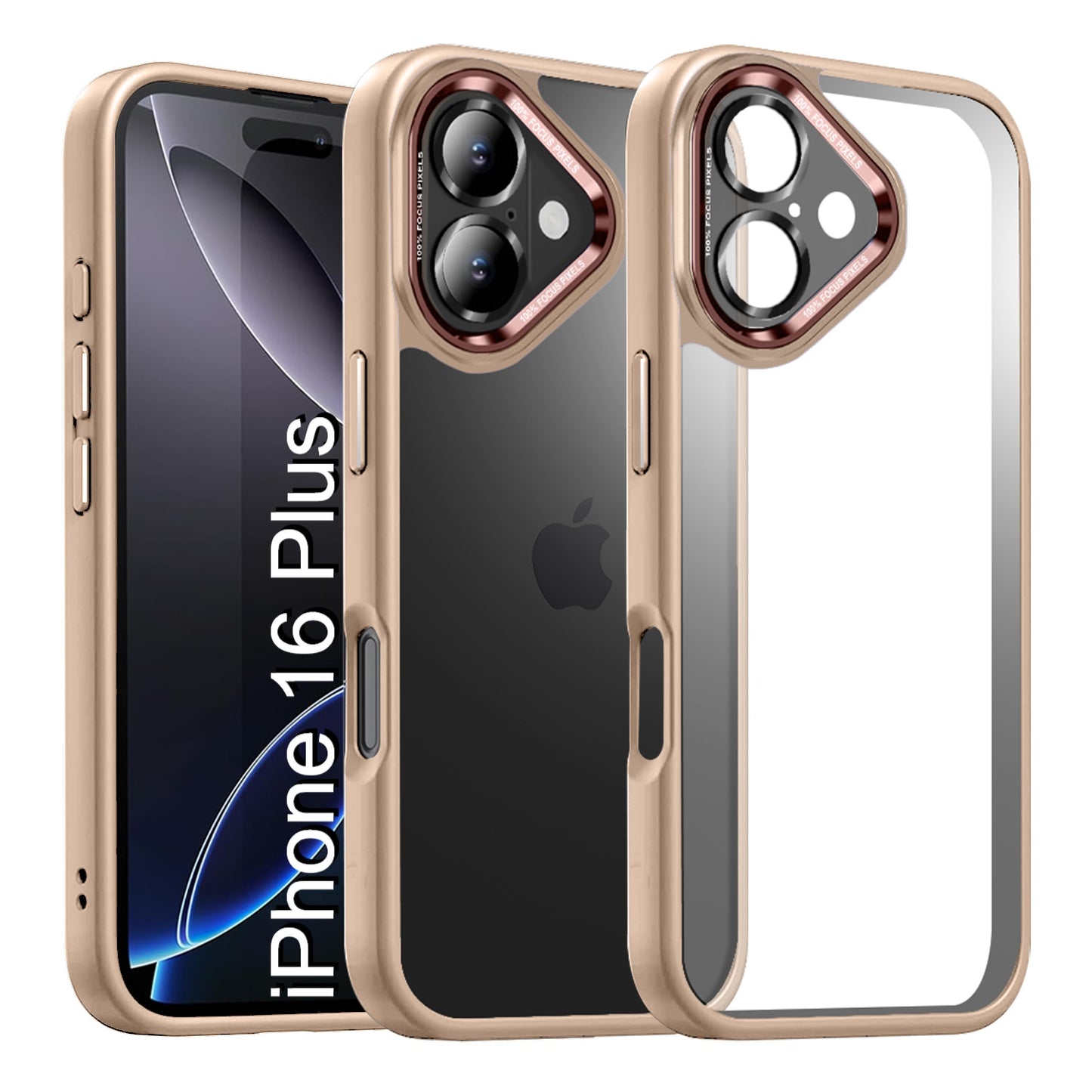 LuxuryKase Shockproof Transparent Back Cover Case | Anti-Scratch Hard PC Back | Soft TPU Bumper | Camera Protection | Slim Fit Design Case For iPhone 16 & 16 Plus