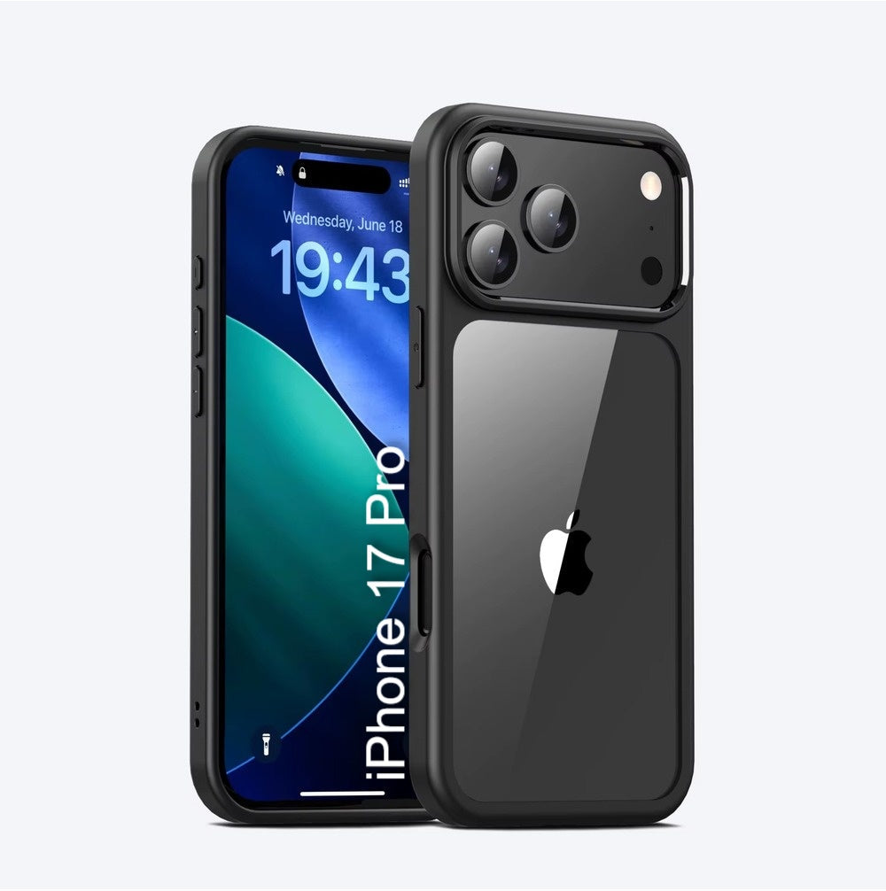 LuxuryKase Hybrid Transparent Shockproof Case | Reinforced Airbag Corners | Soft TPU Frame | Clear Hard PC Back | Anti-Yellowing | Slim Bumper Cover For iPhone