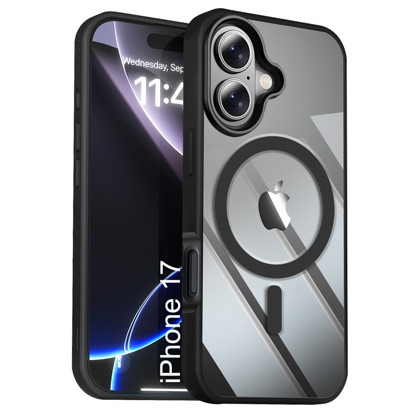 LuxuryKase Mag-Safe Compatible Transparent Back Case with Shockproof Bumper | Raised Camera Protection | Slim Fit Design | Wireless Charging Support For iPhone & Samsung Series