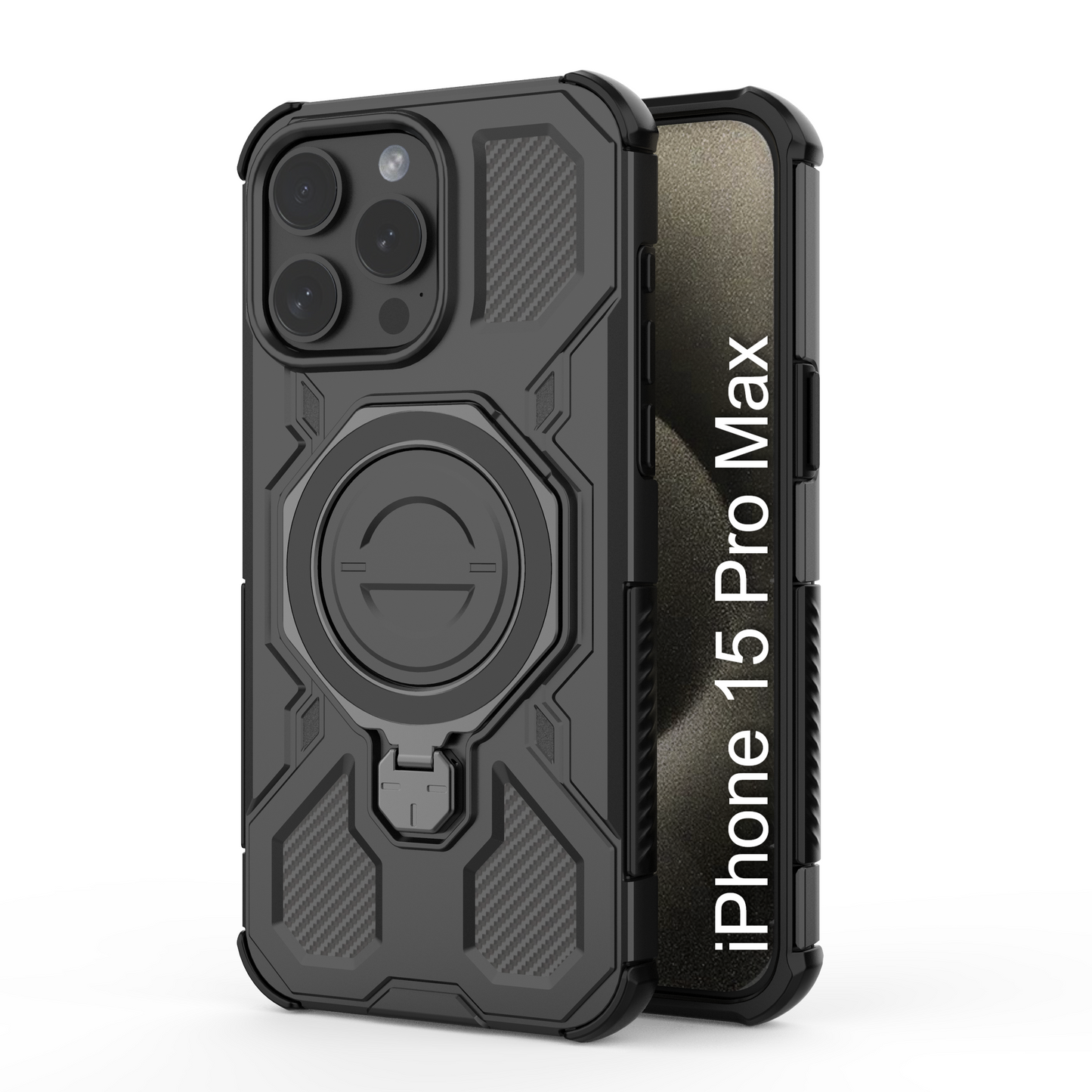 LuxuryKase Armour Ring Stand Case | 360° Rotating Kickstand | Heavy Duty Protection | Rugged Hybrid TPU+PC Design | Camera Protection | MagSafe Compatible For iPhone & Samsung Series