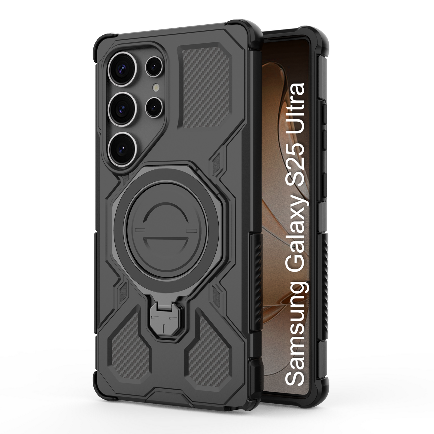 LuxuryKase Armour Ring Stand Case | 360° Rotating Kickstand | Heavy Duty Protection | Rugged Hybrid TPU+PC Design | Camera Protection | MagSafe Compatible For iPhone & Samsung Series