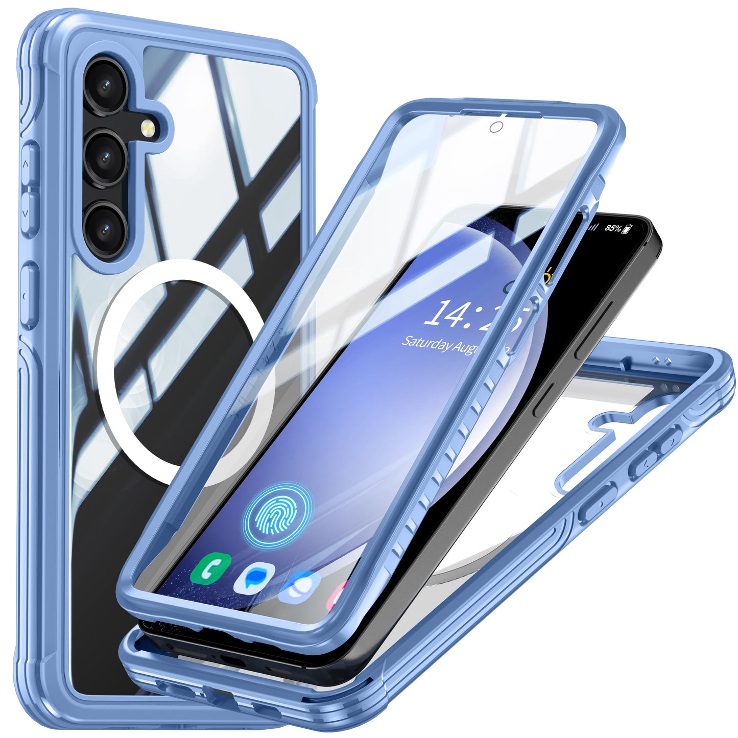 LuxuryKase Shockproof Front & Back Cover with Full Body Protection | Strong Grip | Camera & Screen Guard | Wireless Charging Support | Durable TPU+PC Design Cover For iPhone & Samsung Series