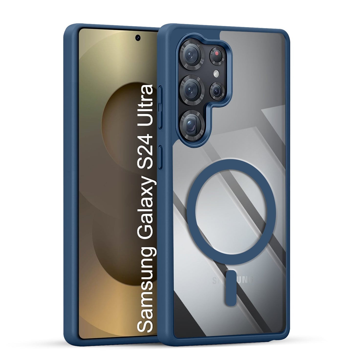 LuxuryKase Mag-Safe Compatible Transparent Back Case with Shockproof Bumper | Raised Camera Protection | Slim Fit Design | Wireless Charging Support For iPhone & Samsung Series