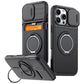 LuxuryKase Magnetic Card Holder Back Cover | Slide Camera Cover Protection | 360° Rotating & 120° Adjustable Kickstand | Shockproof Hard PC Back + Soft TPU Bumper For iPhone & Samsung Series