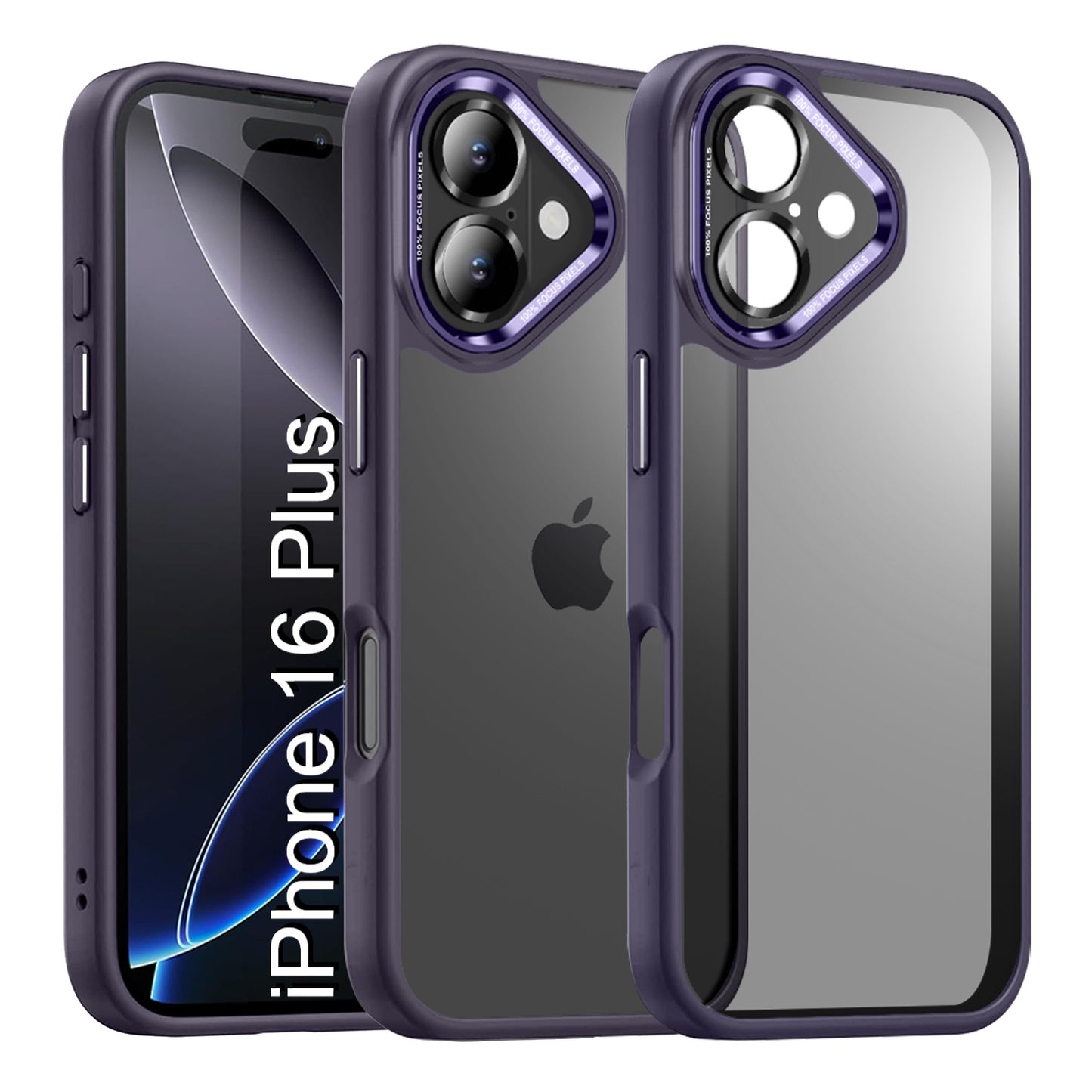 LuxuryKase Shockproof Transparent Back Cover Case | Anti-Scratch Hard PC Back | Soft TPU Bumper | Camera Protection | Slim Fit Design Case For iPhone 16 & 16 Plus
