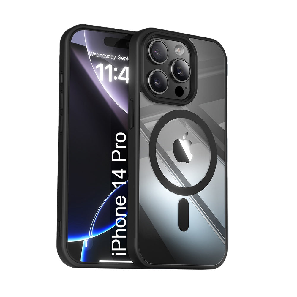 LuxuryKase Mag-Safe Compatible Transparent Back Case with Shockproof Bumper | Raised Camera Protection | Slim Fit Design | Wireless Charging Support For iPhone & Samsung Series