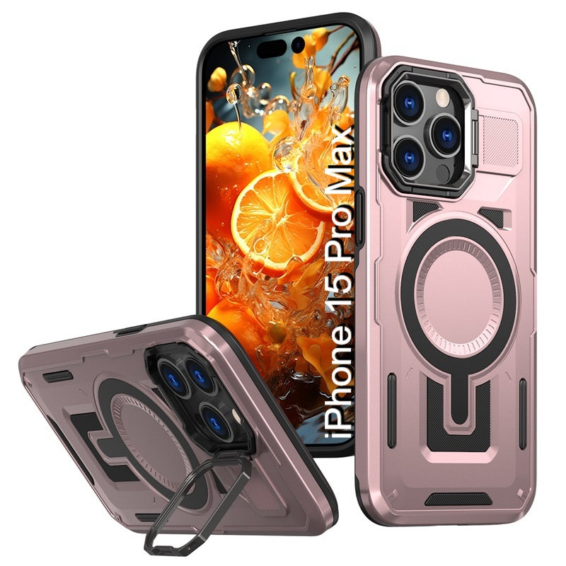 LuxuryKase Rugged Shockproof Magnetic Case with Kickstand | Dual Layer TPU+PC Protection | Mag-Safe Compatible | Camera Guard | Extreme Drop Resistance For iPhone Series