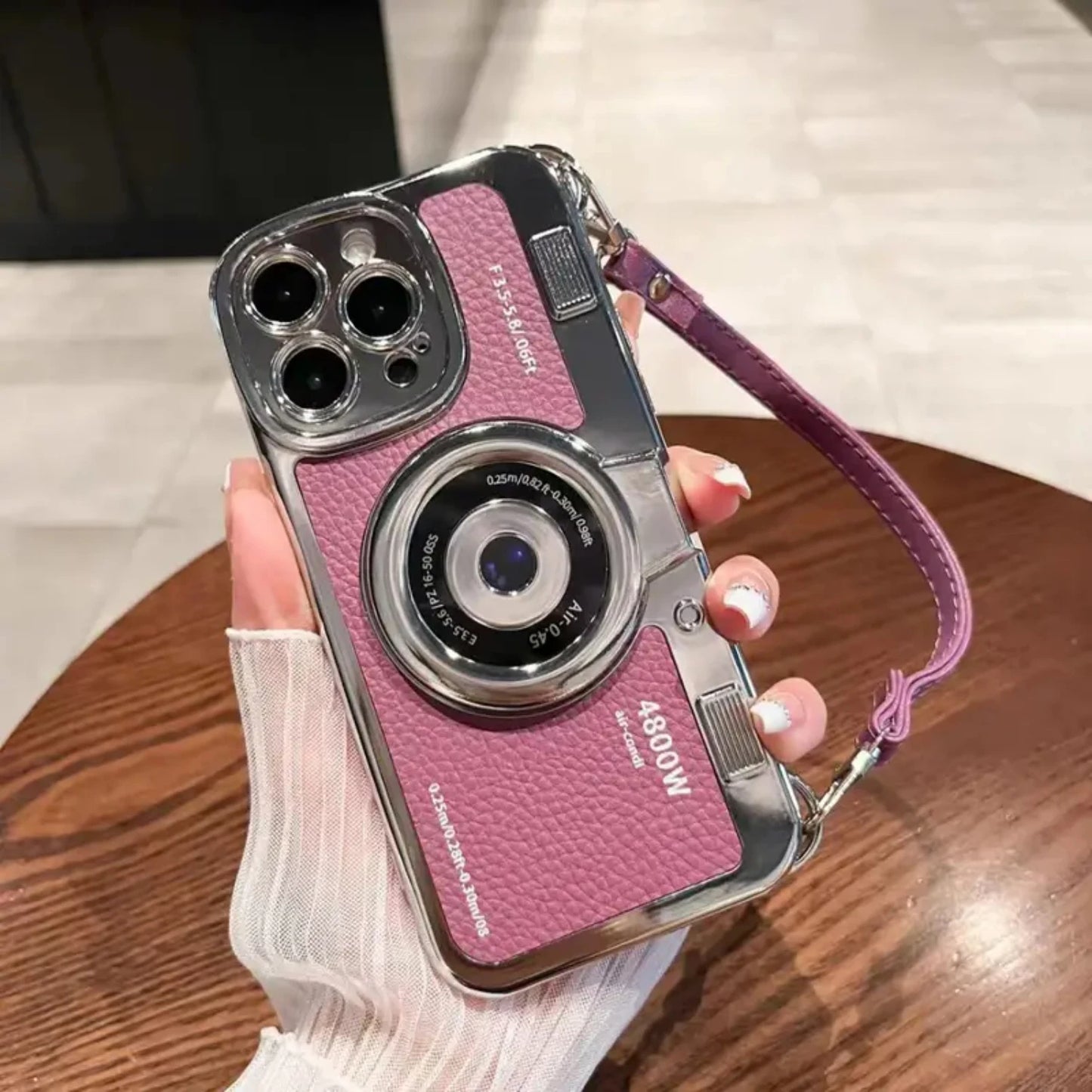 LuxuryKase LK106 3D Japan Korean Leather Pattern Protective Case With Hand Strap Case Cover for iPhone Series