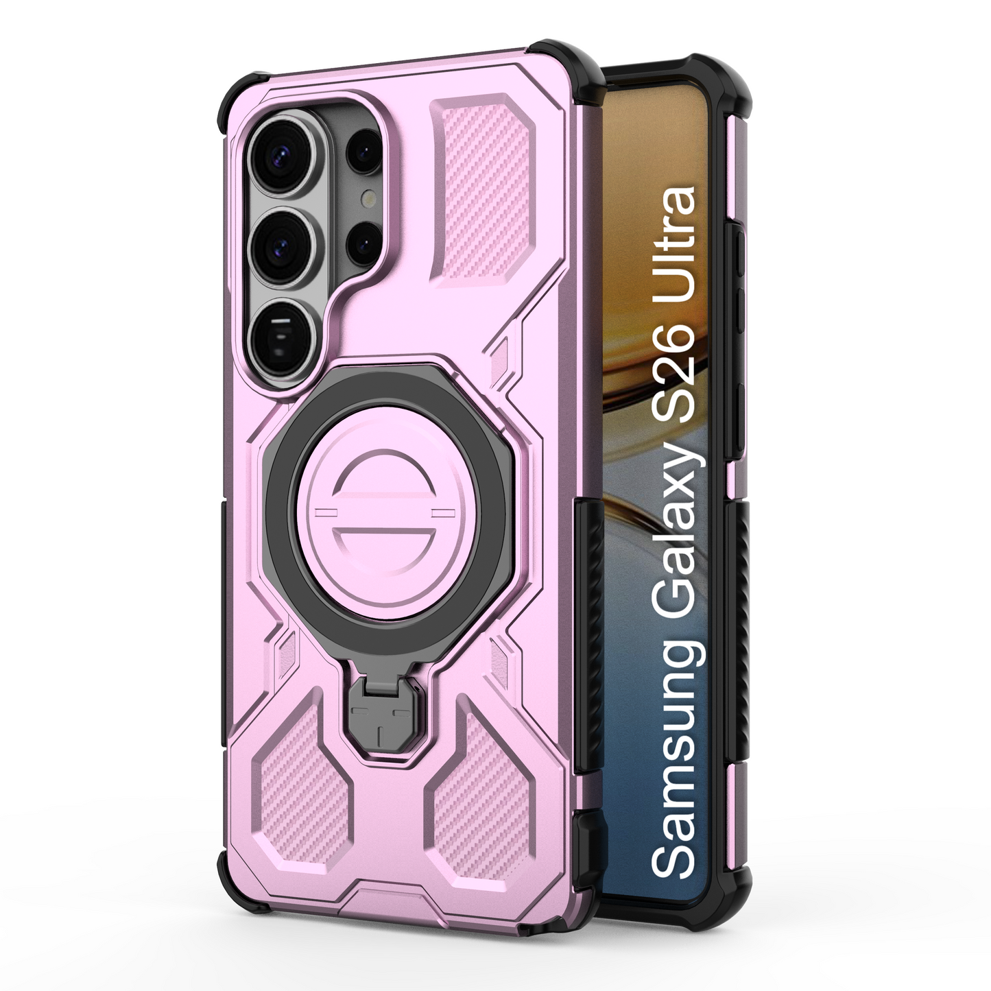 LuxuryKase Armour Ring Stand Case | 360° Rotating Kickstand | Heavy Duty Protection | Rugged Hybrid TPU+PC Design | Camera Protection | MagSafe Compatible For iPhone & Samsung Series
