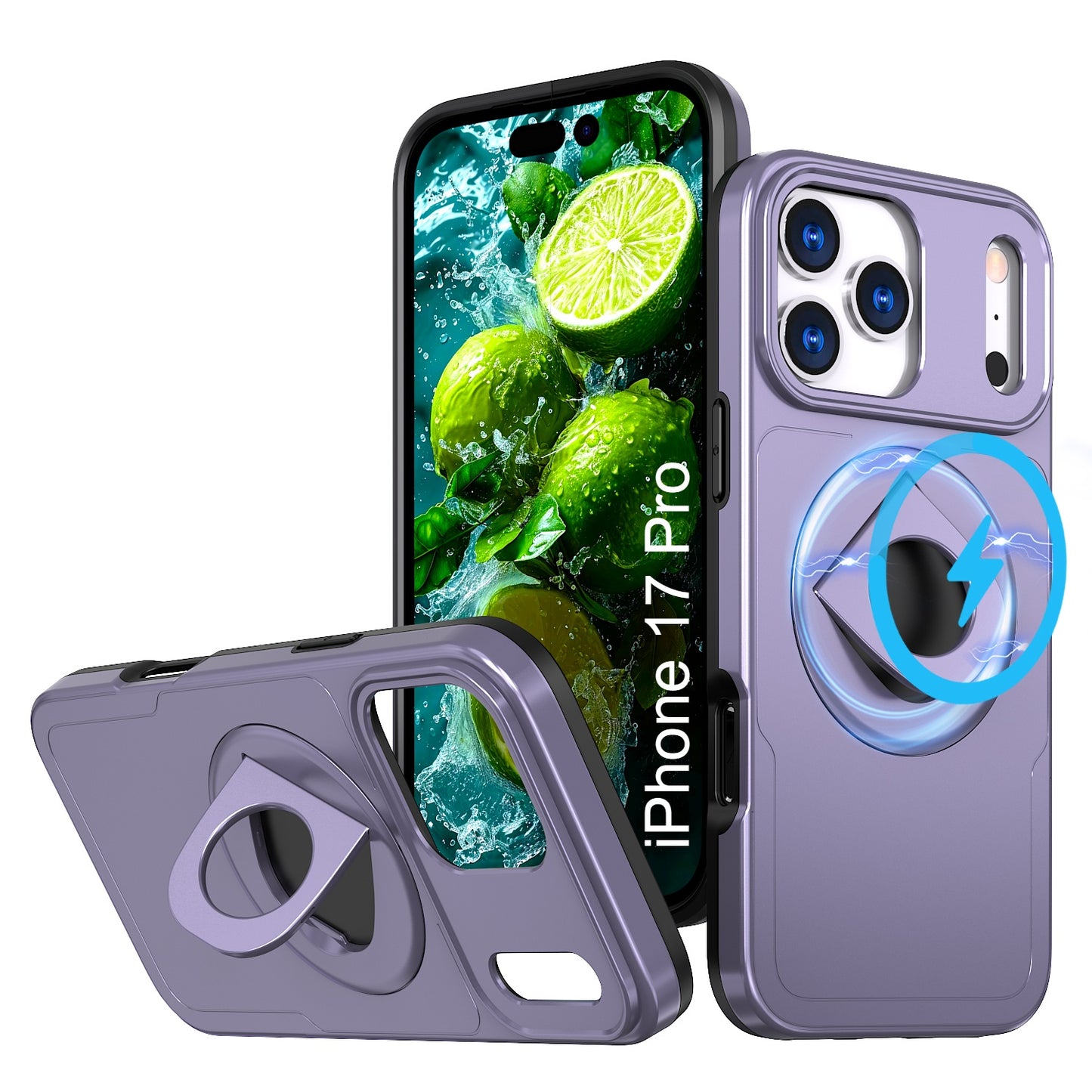 LuxuryKase Shockproof Rugged Back Cover | Heavy Duty Armor Case with MagSafe Compatible 360° Ring Holder | Finger Ring Kickstand | Drop Protection For iPhone & Samsung Series