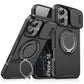 LuxuryKase Shockproof Magnetic Case with Slide Camera Cover | 360° Rotating Ring Kickstand | Mag-Safe Compatible | Rugged Armor Protection For iPhone Series