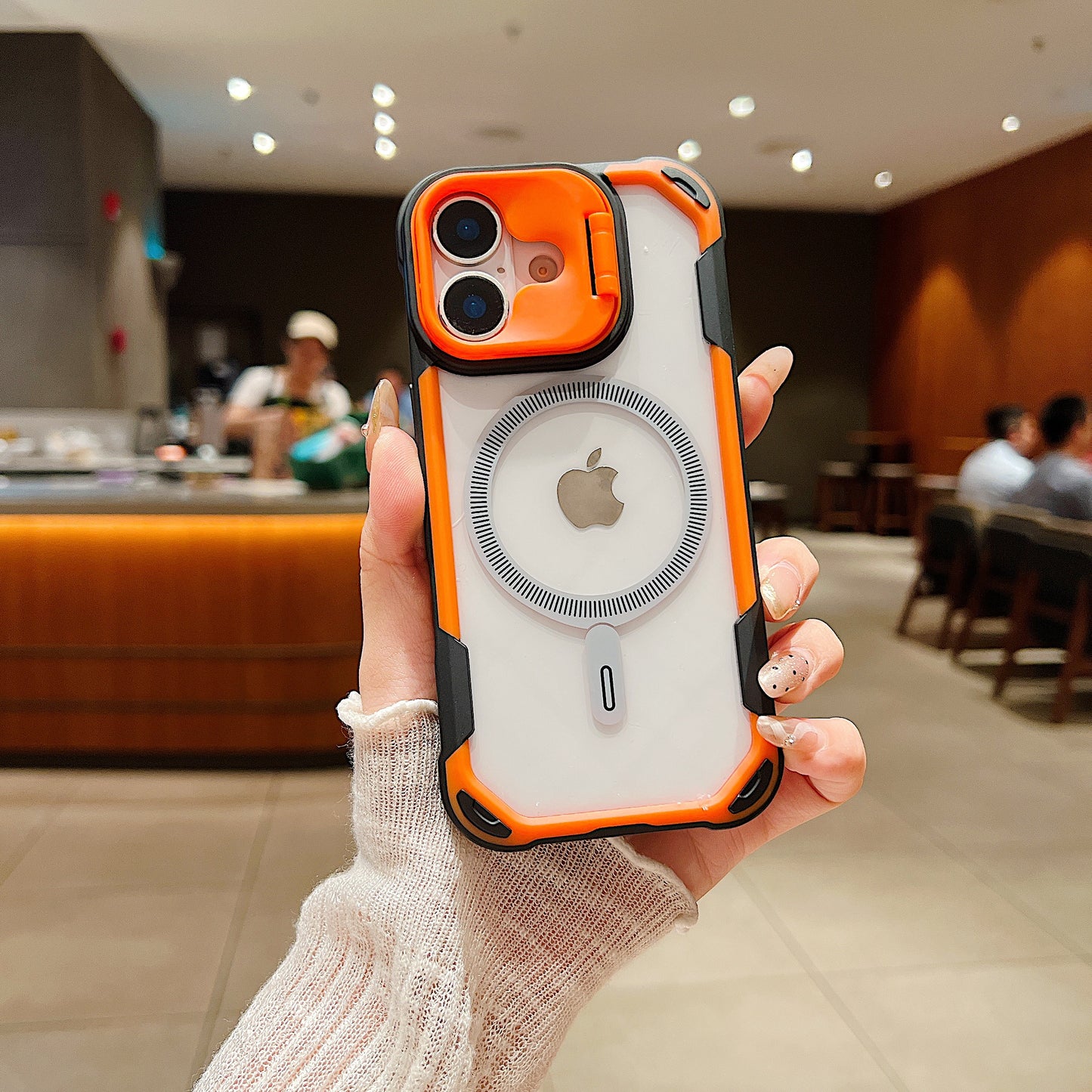 LuxuryKase LK164 Invisible Stand Transparent Magnetic Mag-Safe Wireless Charger Case Cover For iPhone