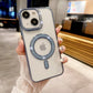LuxuryKase Transparent Back Cover with Shimmer MagSafe Ring | Soft TPU Case | Stylish Shockproof Protective Mobile Case with Premium Finish For iPhone 15 & 16 Series