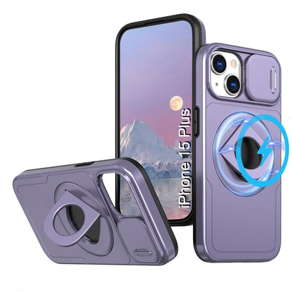 LuxuryKase Mag-Safe Shockproof Rugged Back Case with Finger Ring Kickstand & Sliding Camera Cover | Military Drop Protection | Wireless Charging Support For iPhone Series