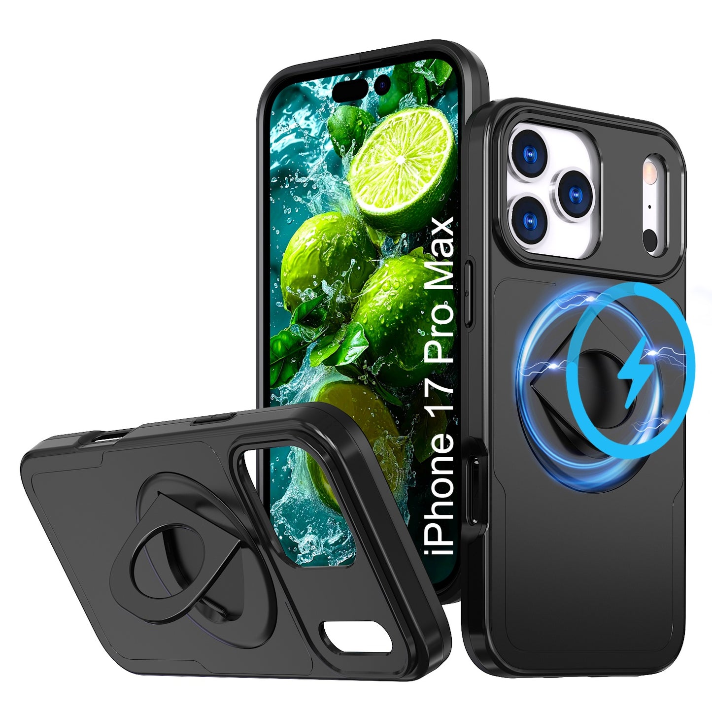 LuxuryKase Shockproof Rugged Back Cover | Heavy Duty Armor Case with MagSafe Compatible 360° Ring Holder | Finger Ring Kickstand | Drop Protection For iPhone & Samsung Series