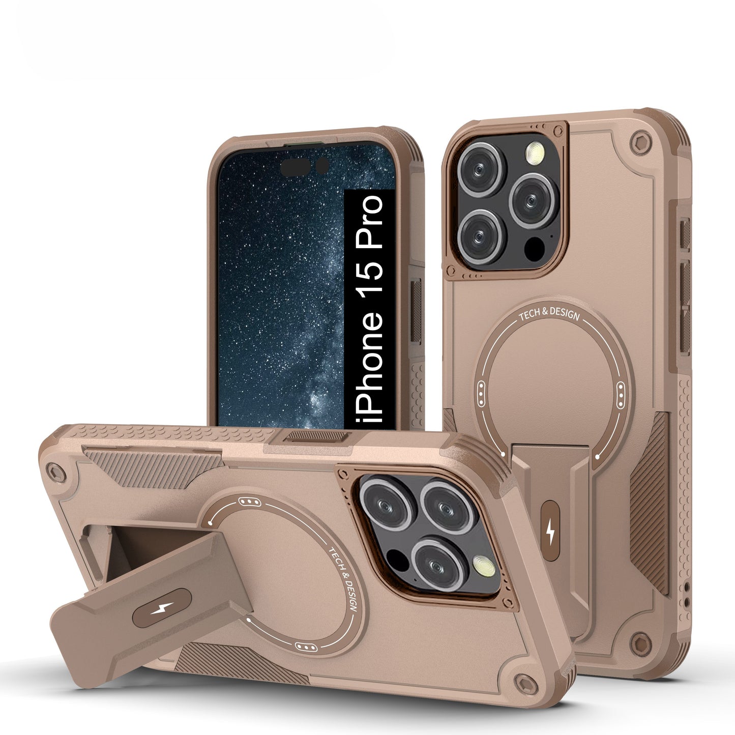 US LITE Back Cover with Portable Kickstand | Mag-Safe Compatible Magnetic Case | Shockproof Military Grade Protection | Rugged Armor Design Phone Cover For iPhone & Samsung Series