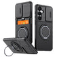 LuxuryKase Magnetic Card Holder Back Cover | Slide Camera Cover Protection | 360° Rotating & 120° Adjustable Kickstand | Shockproof Hard PC Back + Soft TPU Bumper For iPhone & Samsung Series