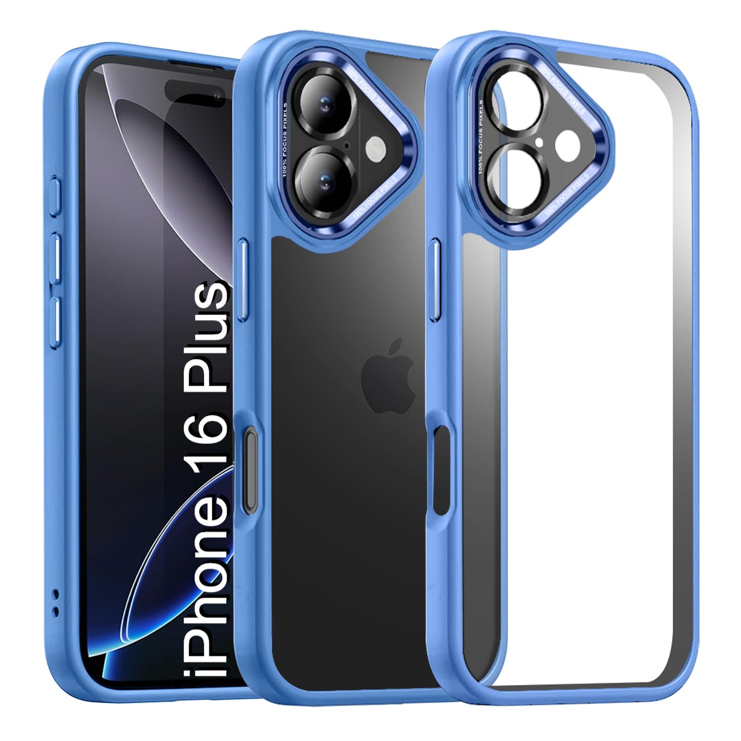 LuxuryKase Shockproof Transparent Back Cover Case | Anti-Scratch Hard PC Back | Soft TPU Bumper | Camera Protection | Slim Fit Design Case For iPhone 16 & 16 Plus