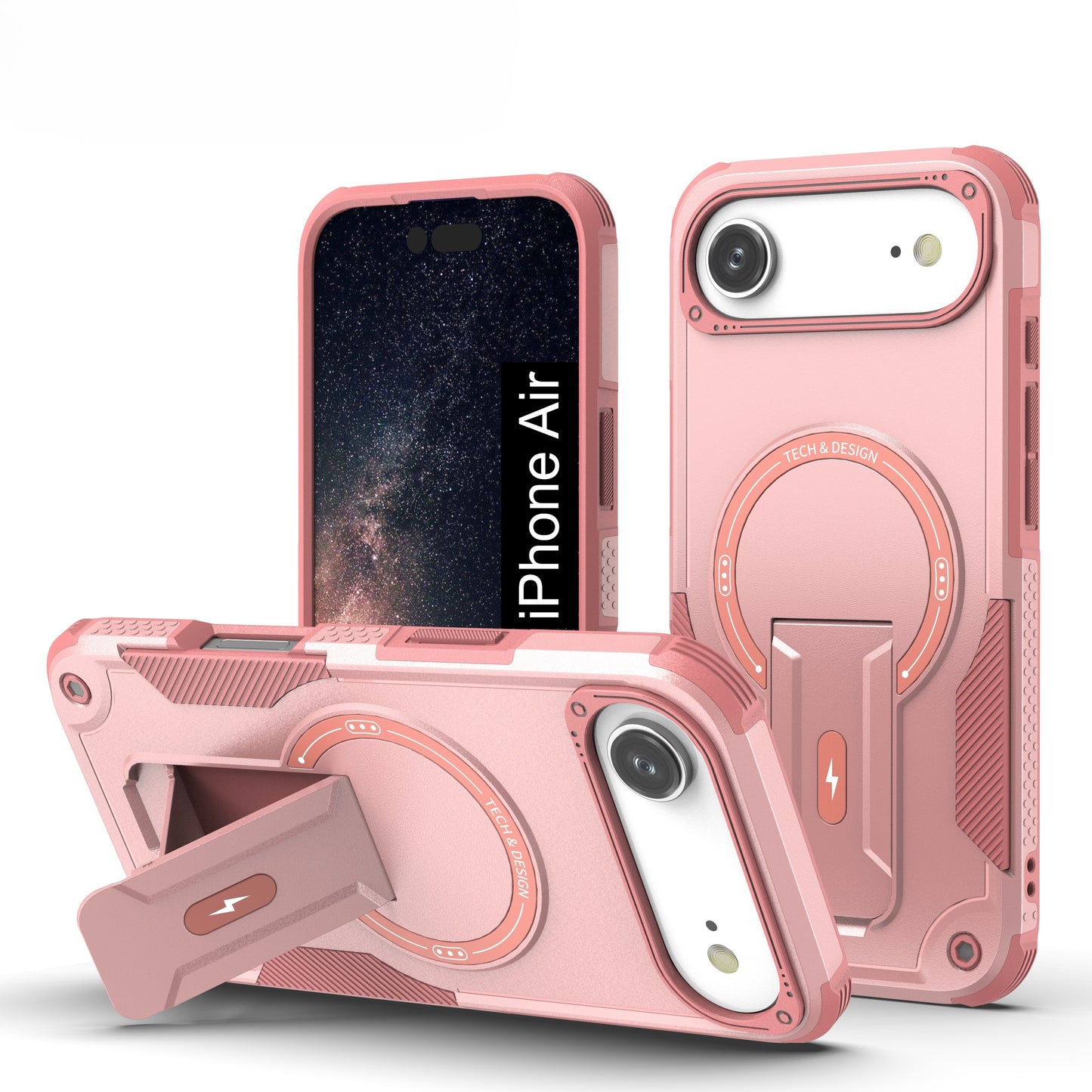 US LITE Back Cover with Portable Kickstand | Mag-Safe Compatible Magnetic Case | Shockproof Military Grade Protection | Rugged Armor Design Phone Cover For iPhone & Samsung