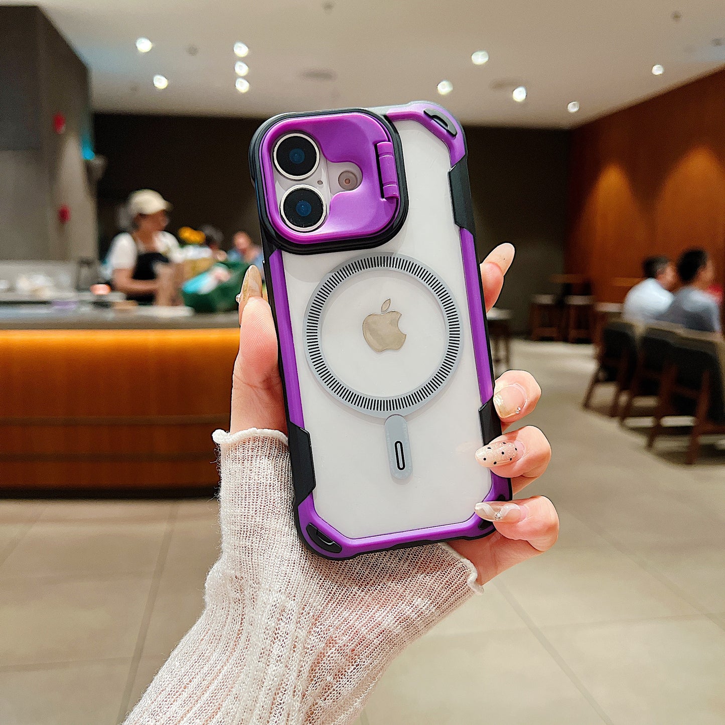 LuxuryKase LK164 Invisible Stand Transparent Magnetic Mag-Safe Wireless Charger Case Cover For iPhone