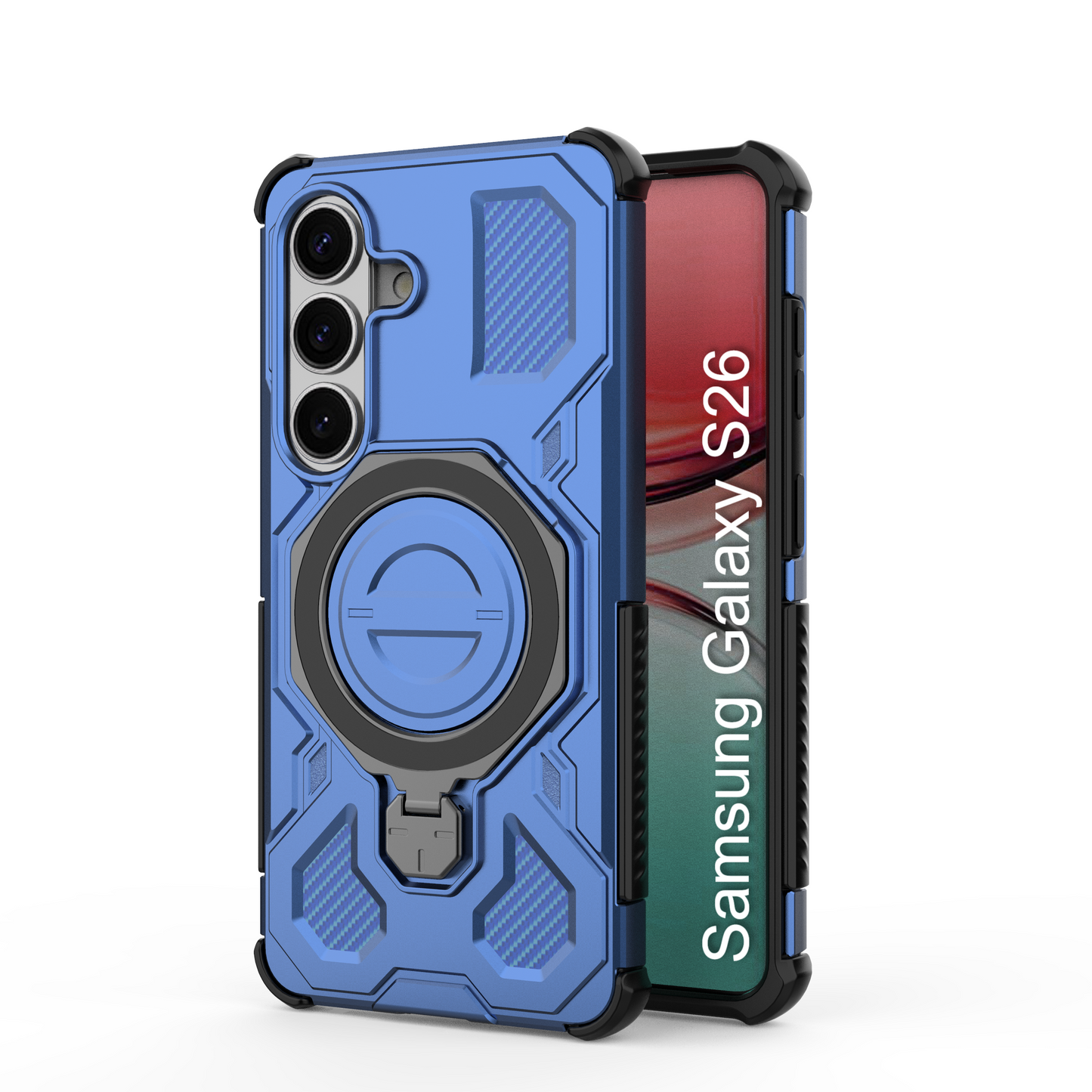 LuxuryKase Armour Ring Stand Case | 360° Rotating Kickstand | Heavy Duty Protection | Rugged Hybrid TPU+PC Design | Camera Protection | MagSafe Compatible For iPhone & Samsung Series