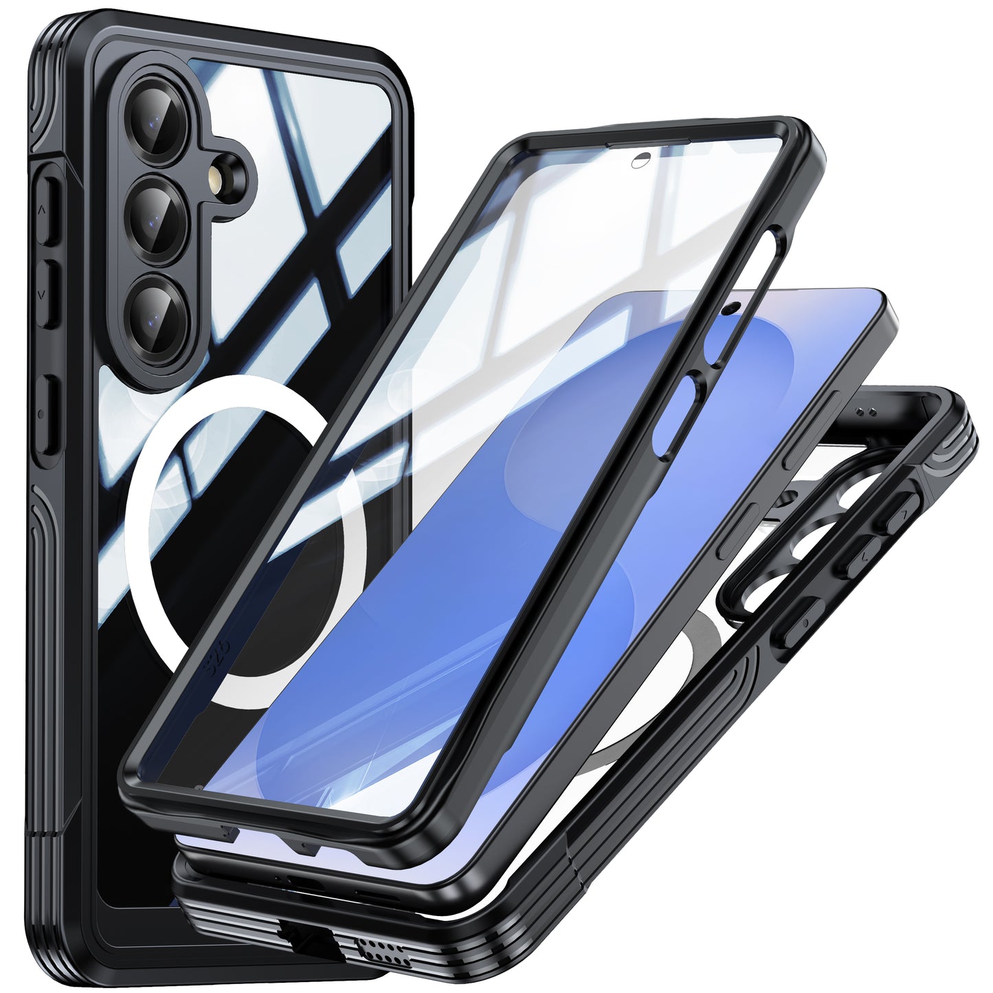 LuxuryKase Shockproof Front & Back Cover with Full Body Protection | Strong Grip | Camera & Screen Guard | Wireless Charging Support | Durable TPU+PC Design Cover For iPhone & Samsung Series