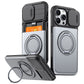 LuxuryKase Magnetic Card Holder Back Cover | Slide Camera Cover Protection | 360° Rotating & 120° Adjustable Kickstand | Shockproof Hard PC Back + Soft TPU Bumper For iPhone & Samsung Series