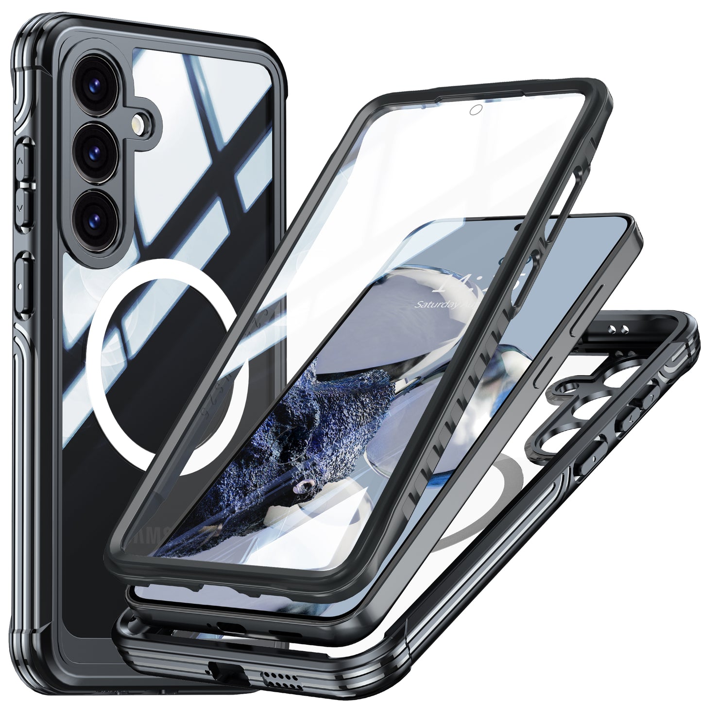 LuxuryKase Shockproof Front & Back Cover with Full Body Protection | Strong Grip | Camera & Screen Guard | Wireless Charging Support | Durable TPU+PC Design Cover For iPhone & Samsung Series