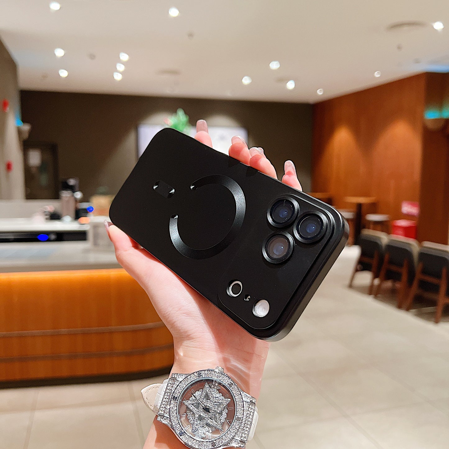 LuxuryKase LK022 Compatible Mag-Safe Magnetic Wireless Charging Matte Shockproof Silicone Case With Lens Protector Glass For iPhone