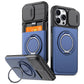 LuxuryKase Magnetic Card Holder Back Cover | Slide Camera Cover Protection | 360° Rotating & 120° Adjustable Kickstand | Shockproof Hard PC Back + Soft TPU Bumper For iPhone & Samsung Series