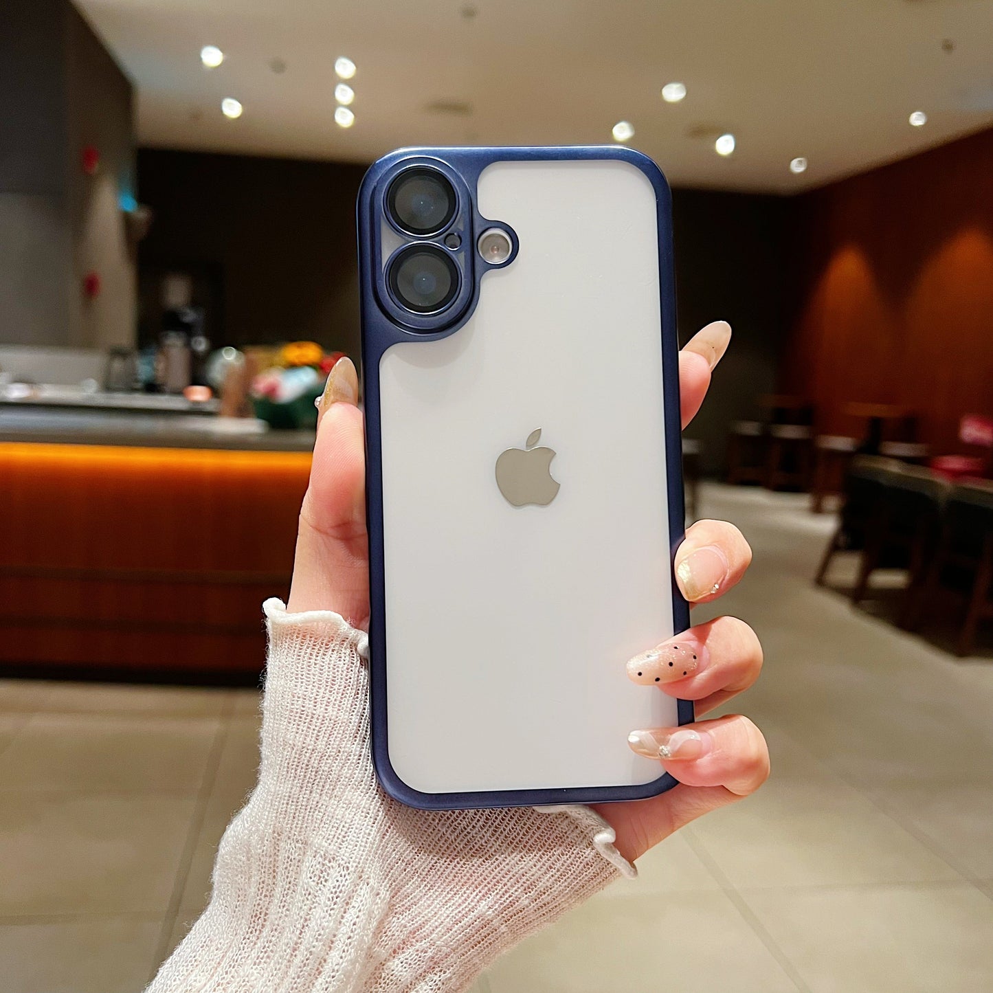 LuxuryKase Hybrid Frosted Clear Case | Matte Hard Back Cover | Metallic Frame | Shockproof Slim Design | Anti-Fingerprint | In-Built Camera Lens Protection For iPhone