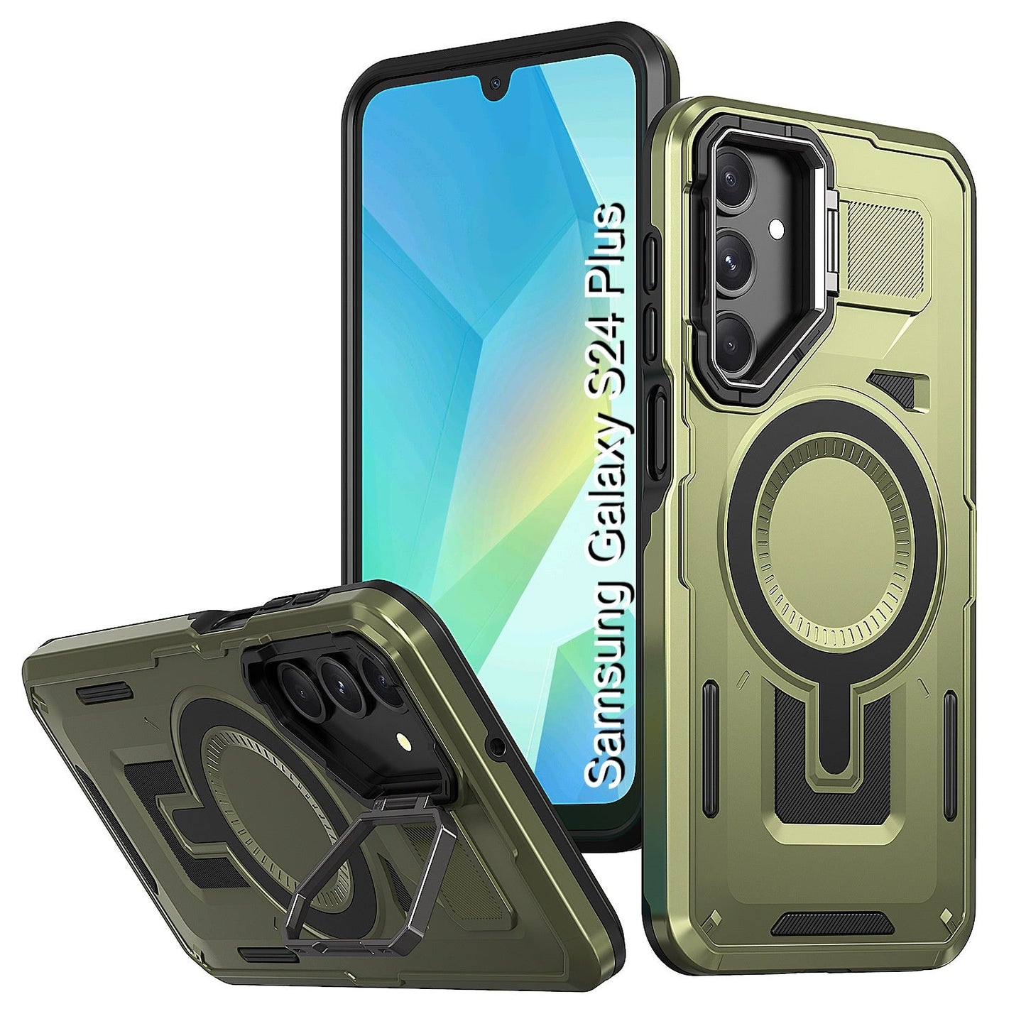 LuxuryKase Rugged Shockproof Magnetic Case with Kickstand | Dual Layer TPU+PC Protection | Mag-Safe Compatible | Camera Guard | Extreme Drop Resistance For Samsung Series