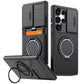 LuxuryKase Magnetic Card Holder Back Cover | Slide Camera Cover Protection | 360° Rotating & 120° Adjustable Kickstand | Shockproof Hard PC Back + Soft TPU Bumper For iPhone & Samsung Series