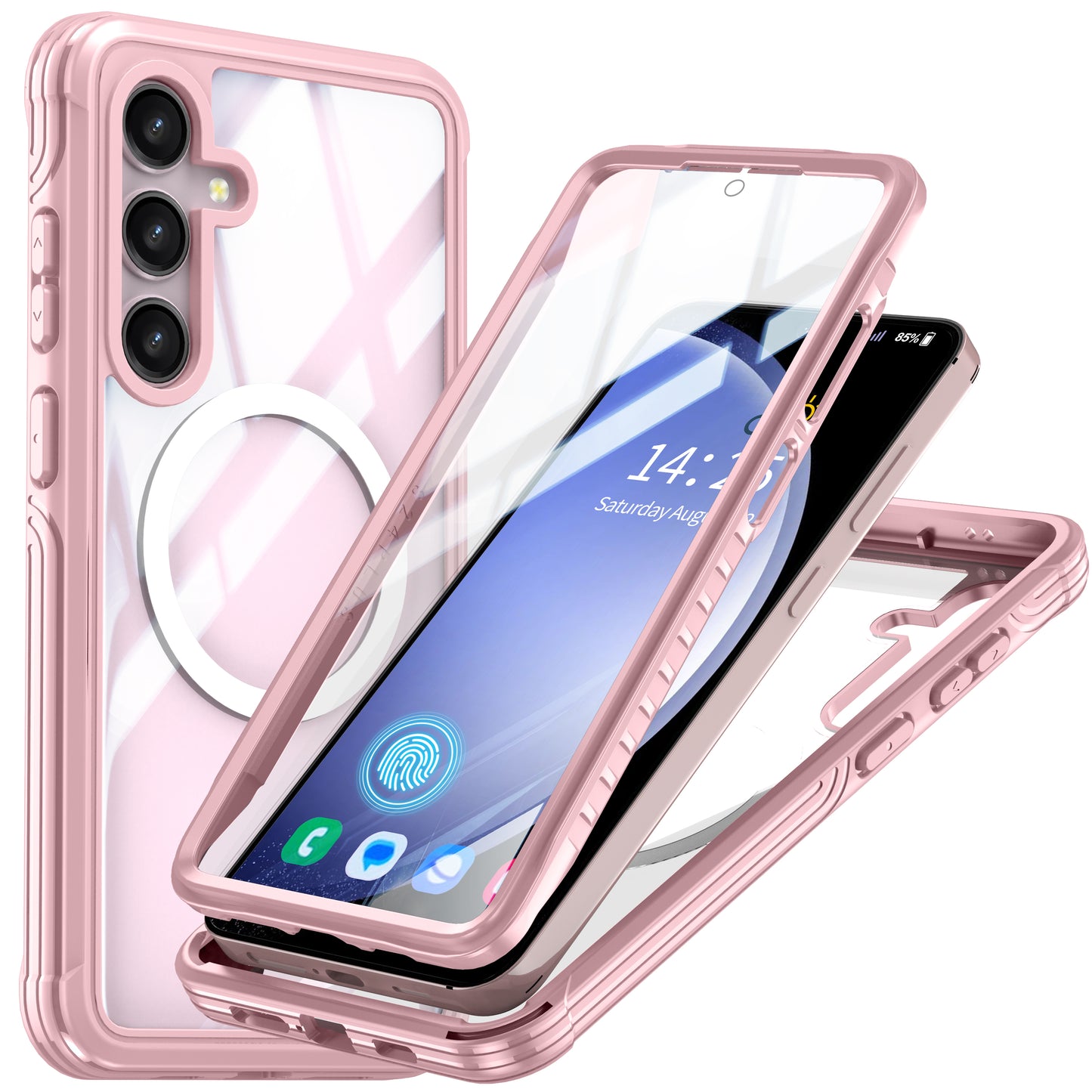 LuxuryKase Shockproof Front & Back Cover with Full Body Protection | Strong Grip | Camera & Screen Guard | Wireless Charging Support | Durable TPU+PC Design Cover For iPhone & Samsung Series